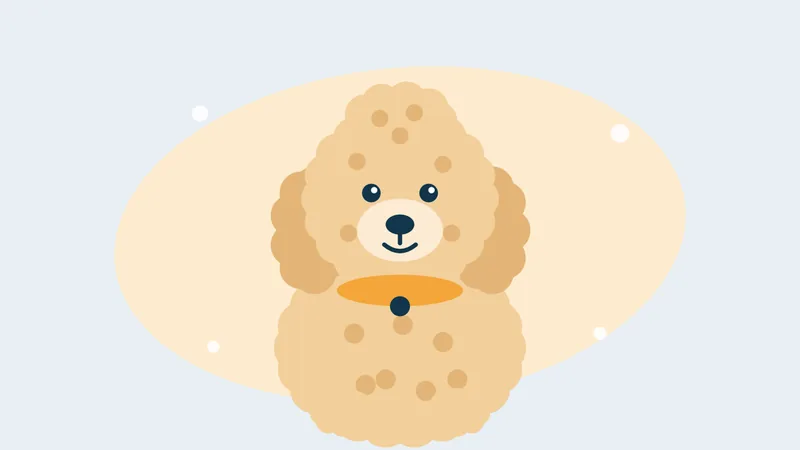Illustration of a curly-coated dog like a Goldendoodle or Poodle