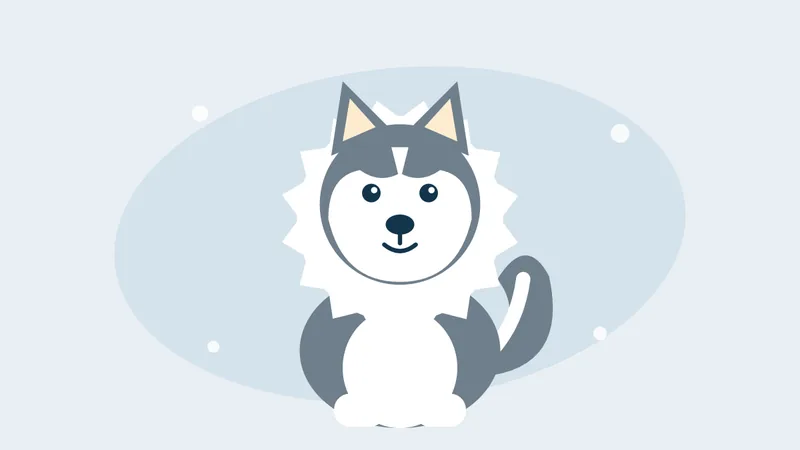 Illustration of a double-coated dog like a Husky with a thick ruff