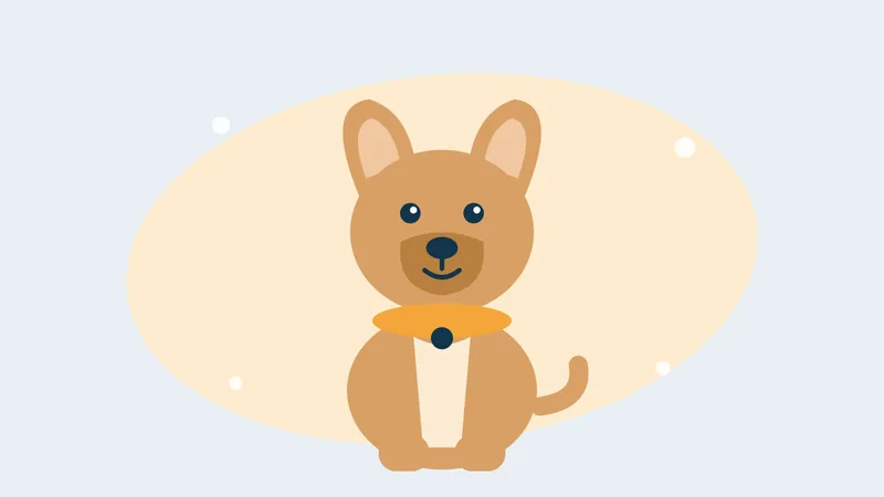 Illustration of a short-coated dog like a French Bulldog